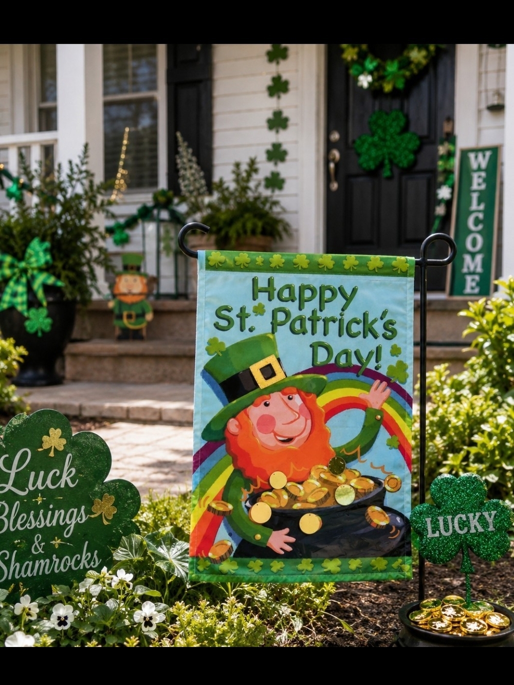 NewCreative Happy St. Patrick's Day Garden Flag 12.5" x 18" Leprechaun's Luck NW